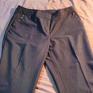 Anne Klein Size 10 Pants Dark Blue w Gold Rivets